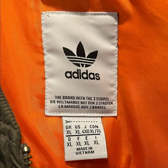 Adidas Men's Dark Green Bomber Jacket with Orange Lining - Picture 2 of 3